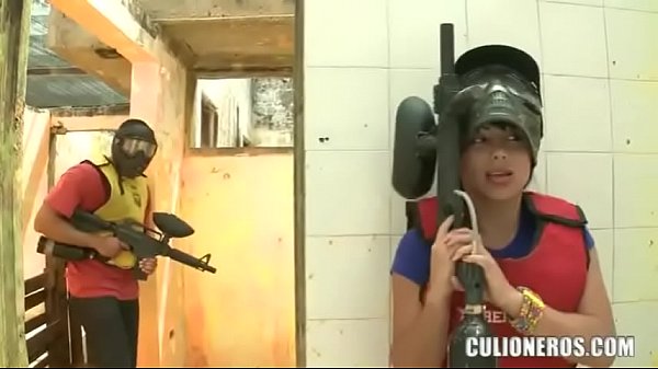 CULIONEROS – Sexy Latina with huge butt and boobs playing paintball